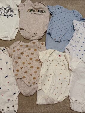 Assorted Kids One-Piece Bodysuits - Blue, Cream, Tan